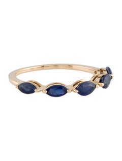 14K Yellow Gold 0.82ctw Sapphire Band Ring, Size 7, Marquise Modified Brilliant