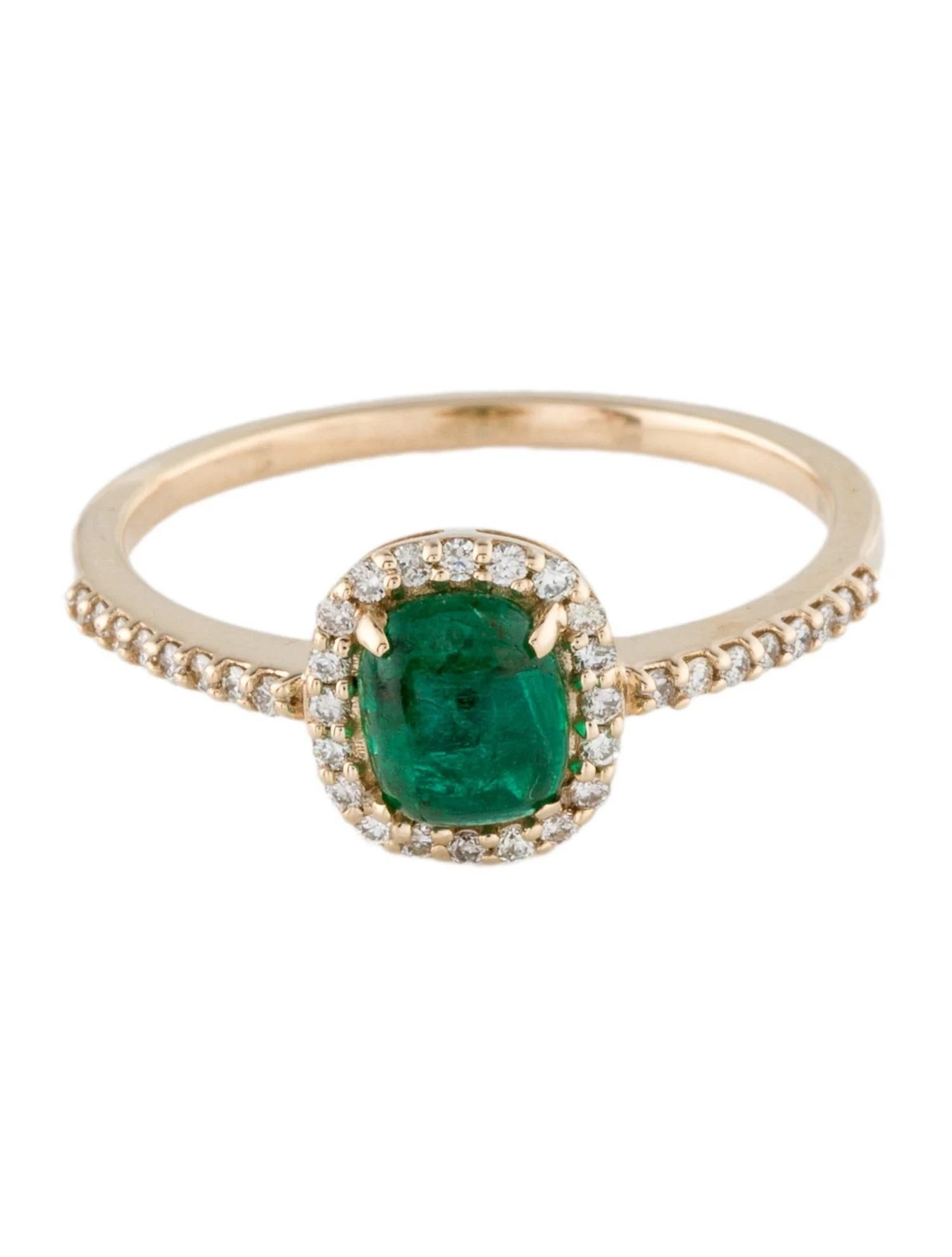 Artist 14K Yellow Gold 0.83ct Emerald and Diamond Cocktail Ring, Size 7 For Sale