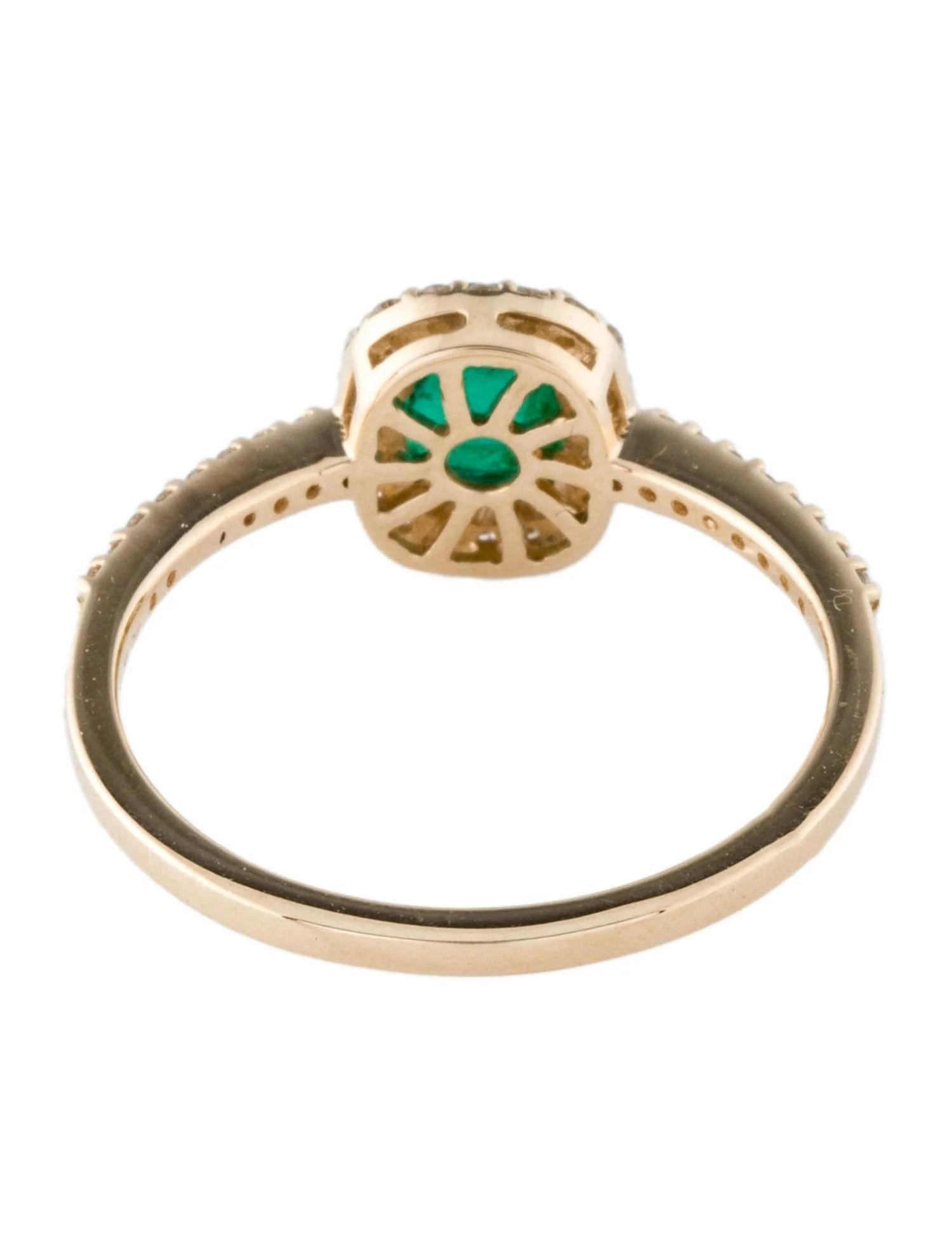 Emerald Cut 14K Yellow Gold 0.83ct Emerald and Diamond Cocktail Ring, Size 7 For Sale