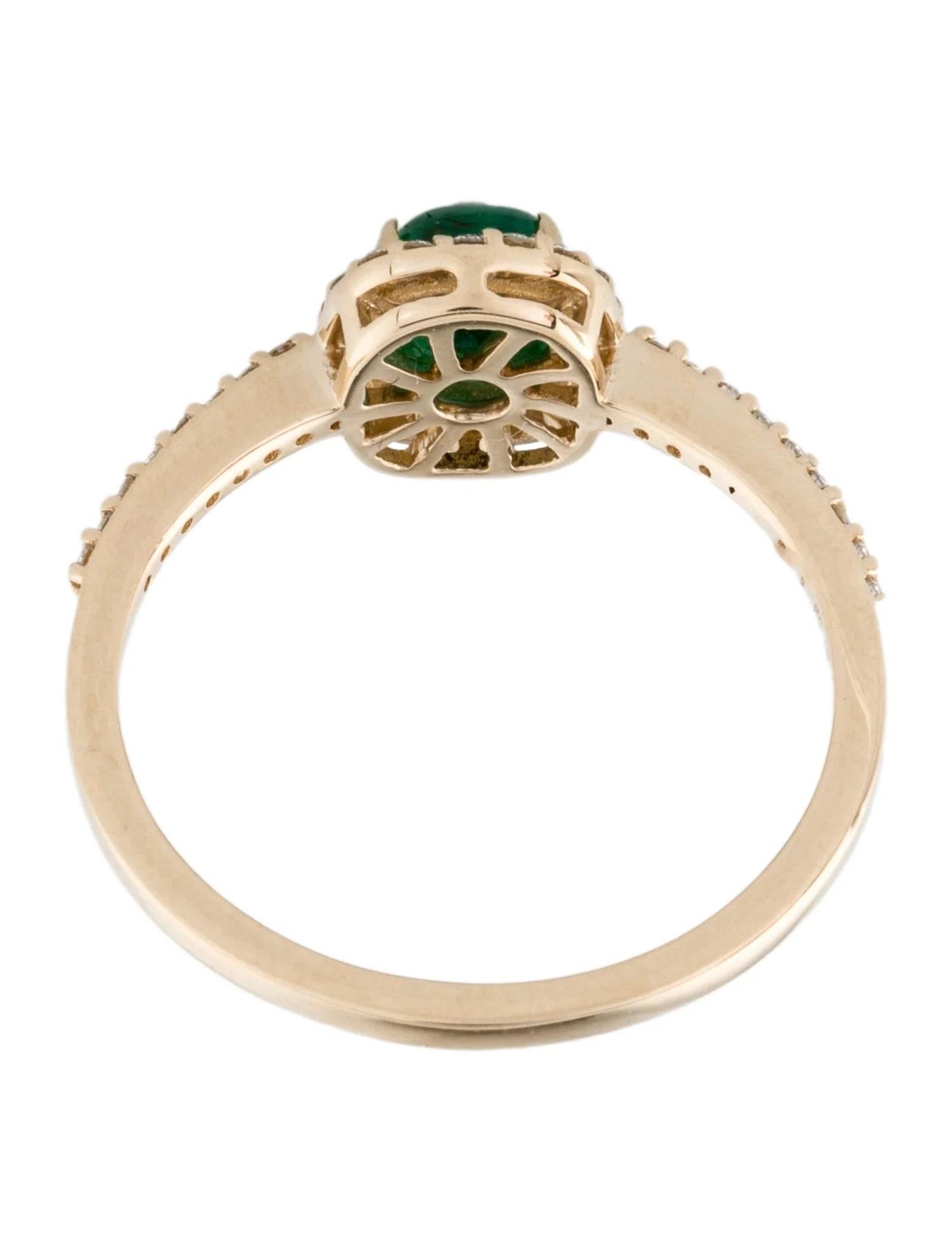 14K Yellow Gold 0.83ct Emerald and Diamond Cocktail Ring, Size 7 In New Condition For Sale In Holtsville, NY