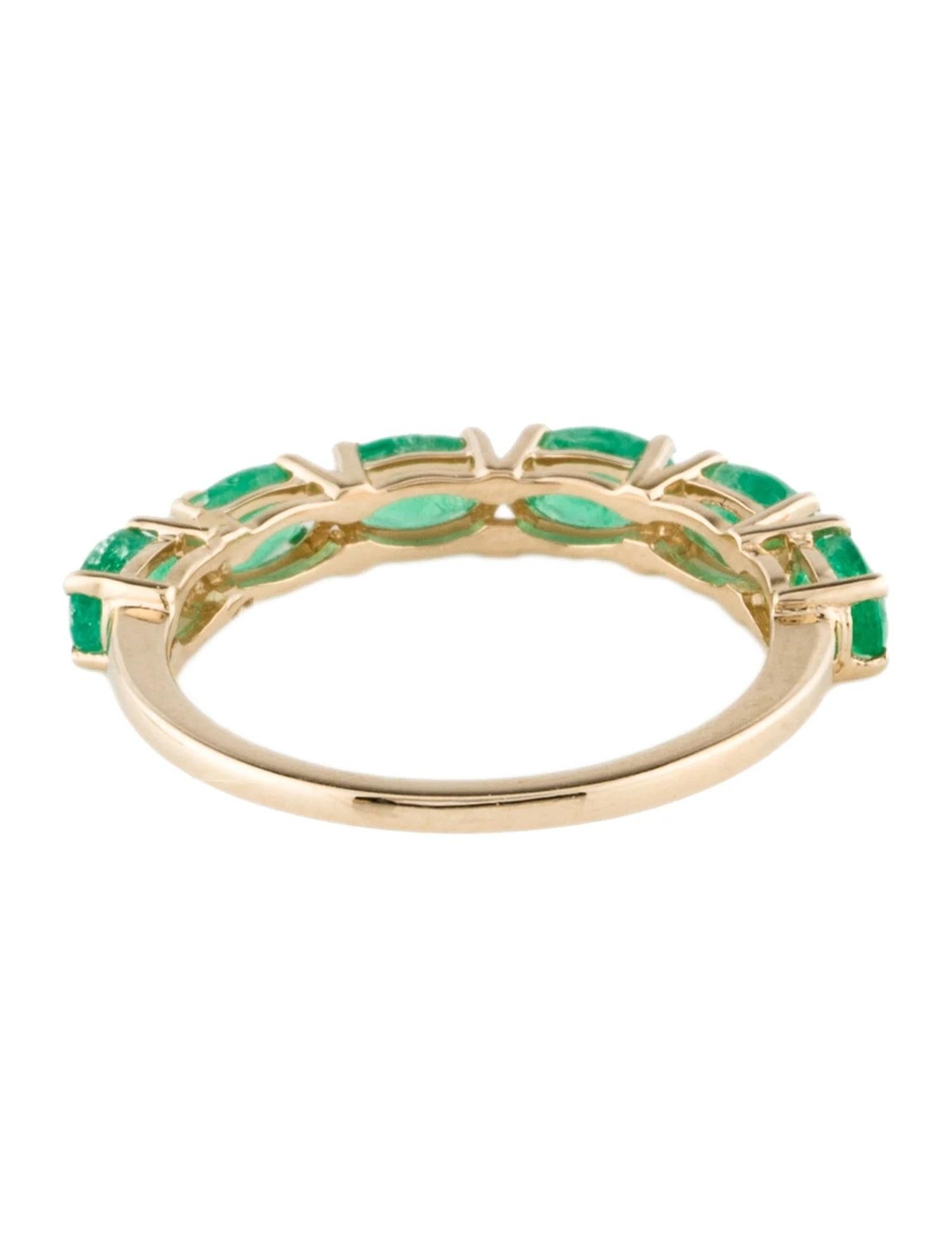 Oval Cut 14K Yellow Gold 0.84ctw Emerald Band Ring, Size 6.75   Oval Modified Brilliant For Sale