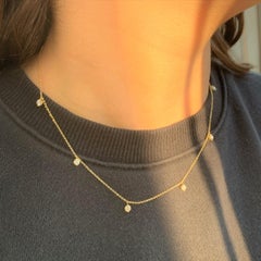 14K Yellow Gold 0.85ct Diamond Station Necklace for Her