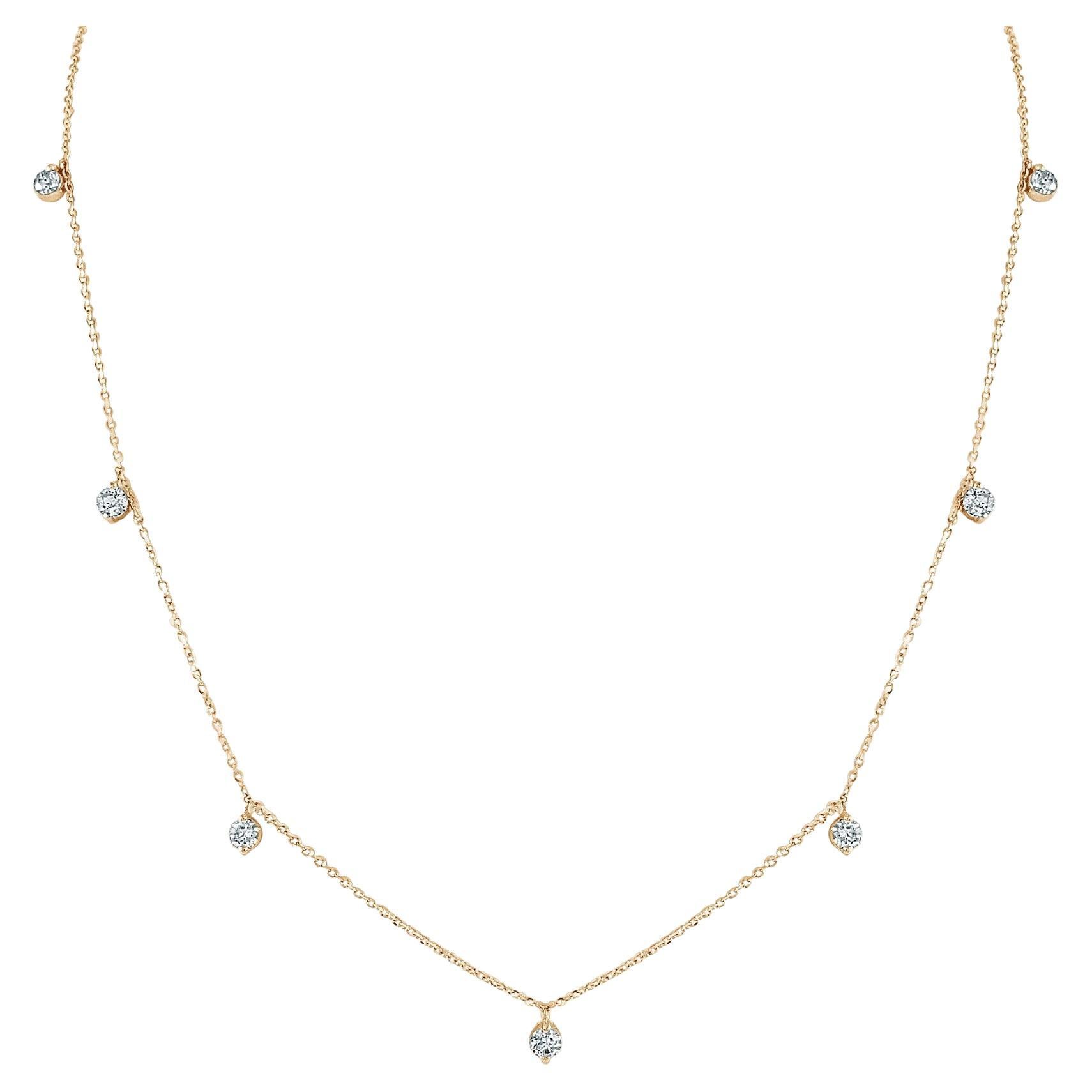 Collier station en or jaune 14 carats avec diamants 0,85 carat pour elle