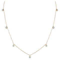 14K Yellow Gold 0.85ct Diamond Station Necklace for Her