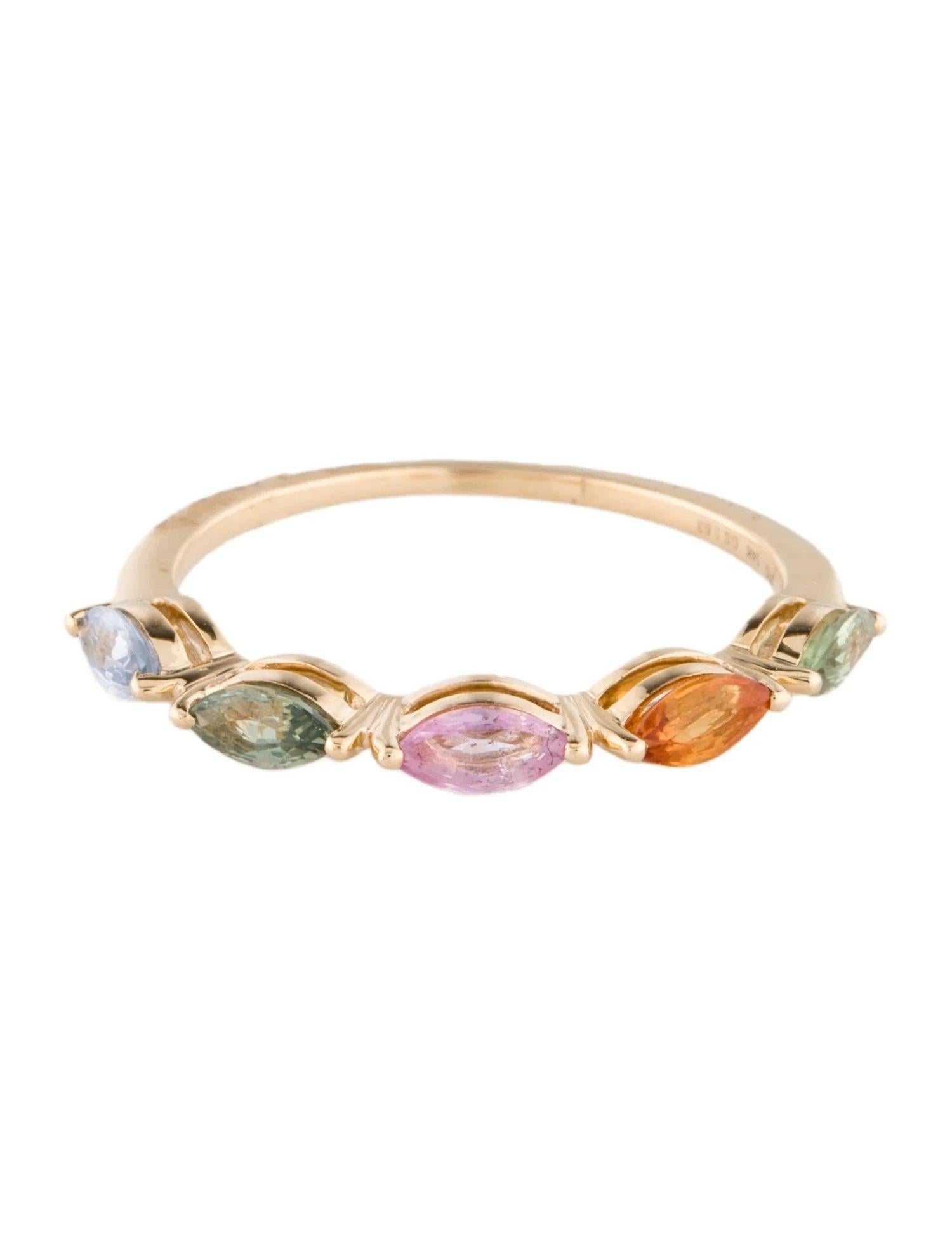 Artist 14K Yellow Gold 0.85ct Marquise Brilliant Sapphire Band, Size  7, Marquise Brill For Sale
