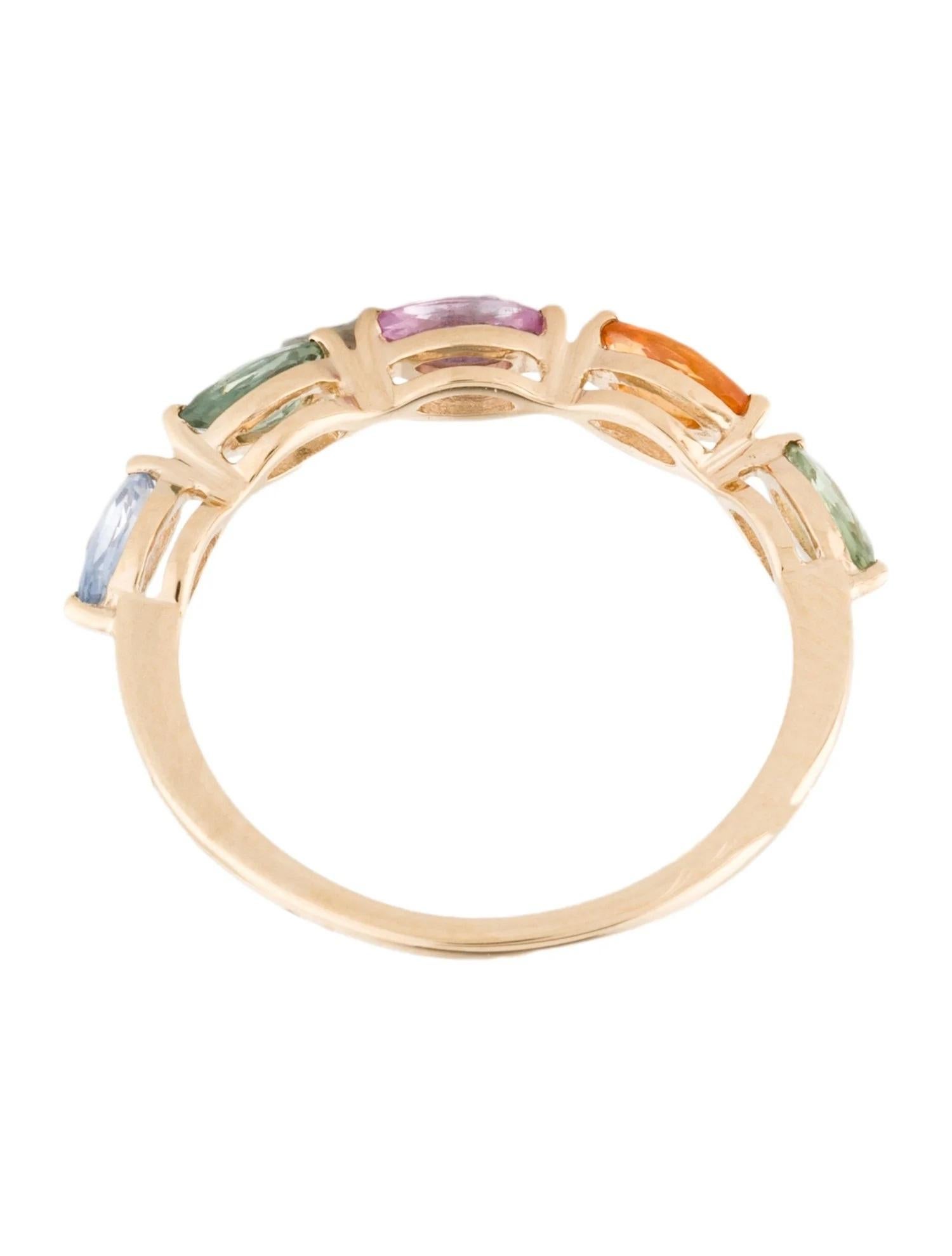 14K Yellow Gold 0.85ct Marquise Brilliant Sapphire Band, Size  7, Marquise Brill In New Condition For Sale In Holtsville, NY