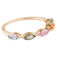 14K Yellow Gold 0.85ct Marquise Brilliant Sapphire Band, Size  7, Marquise Brill