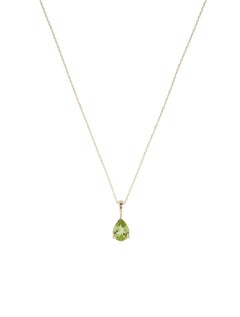14K Yellow Gold 0.85ct Pear-Cut Peridot Pendant Necklace