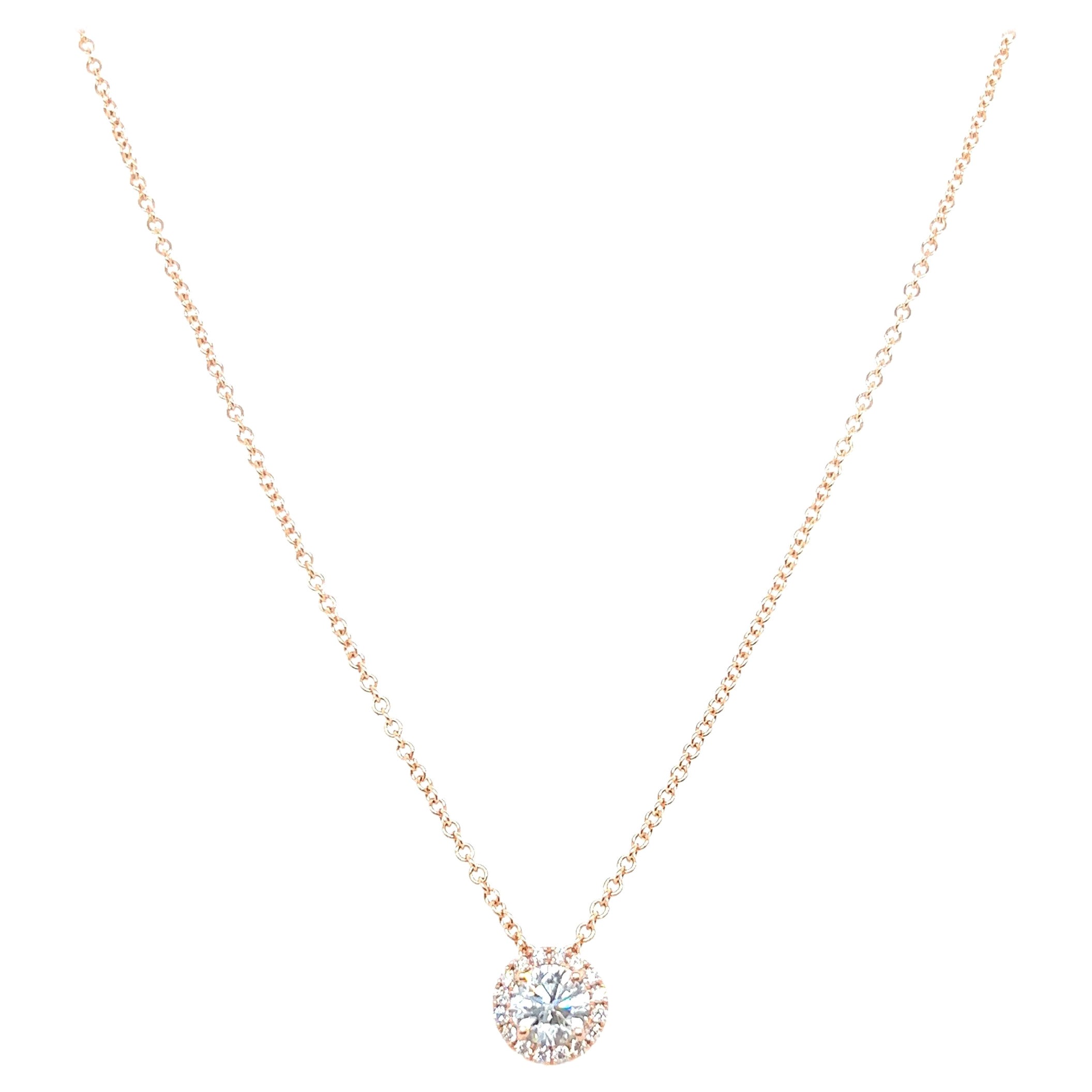 14k Yellow Gold 0.90 Carat Round Cut Diamond Solitaire Pendant Necklace