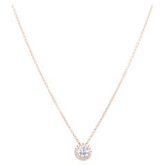 14k Yellow Gold 0.90 Carat Round Cut Diamond Solitaire Pendant Necklace