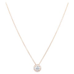 Collana con ciondolo solitario in oro giallo 14k con diamante taglio rotondo da 0,90 carati