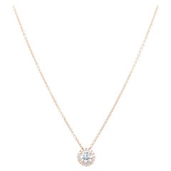 Collana con ciondolo solitario in oro giallo 14k con diamante taglio rotondo da 0,90 carati
