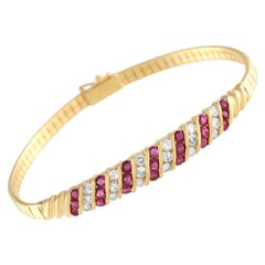 14K Yellow Gold 0.90ct Diamond and Ruby Bracelet