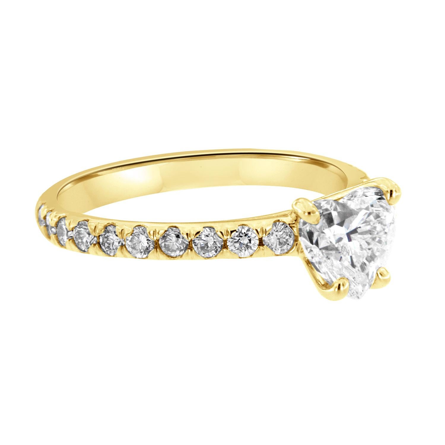 Heart Cut 14K Yellow Gold  0.91-Carat Heart-Shape GIA Certified Diamond Ring For Sale