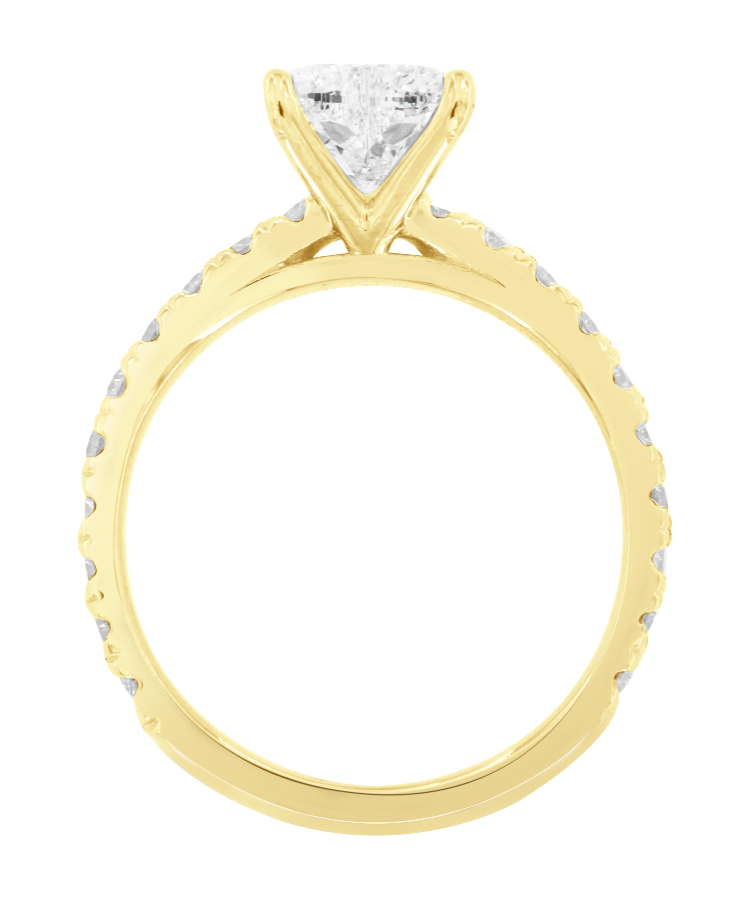 Or jaune 14 carats  Bague en diamant en forme de cœur de 0,91 carat certifié par le GIA Neuf - En vente à San Francisco, CA