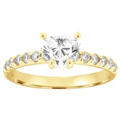 14K Yellow Gold  0.91-Carat Heart-Shape GIA Certified Diamond Ring