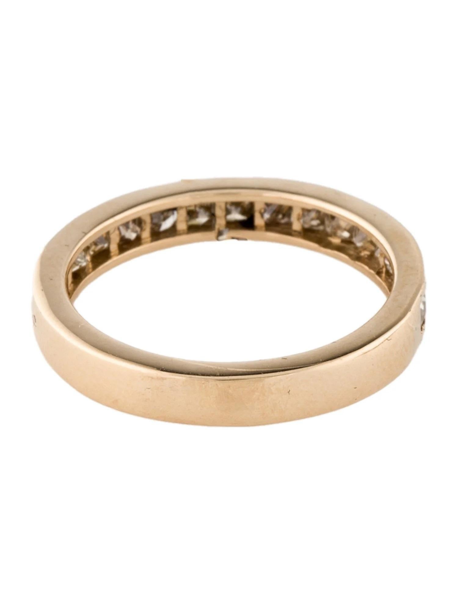 Taille brillant Bague jonc en or jaune 14 carats avec diamants 0,91 carat, taille 8  Carré modifié Brilliante en vente