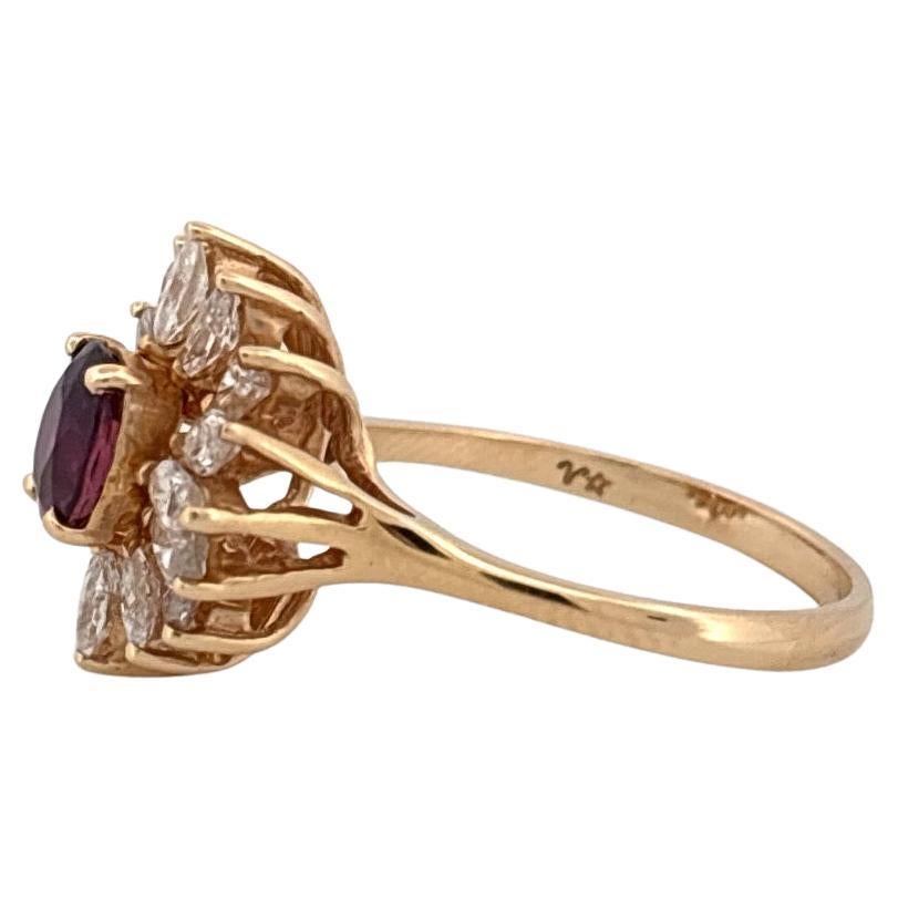 14K Gelbgold 0,92 Karat Rubin im Ovalschliff & 1,00 Karat Diamant im Marquee-Schliff Ring im Angebot 1