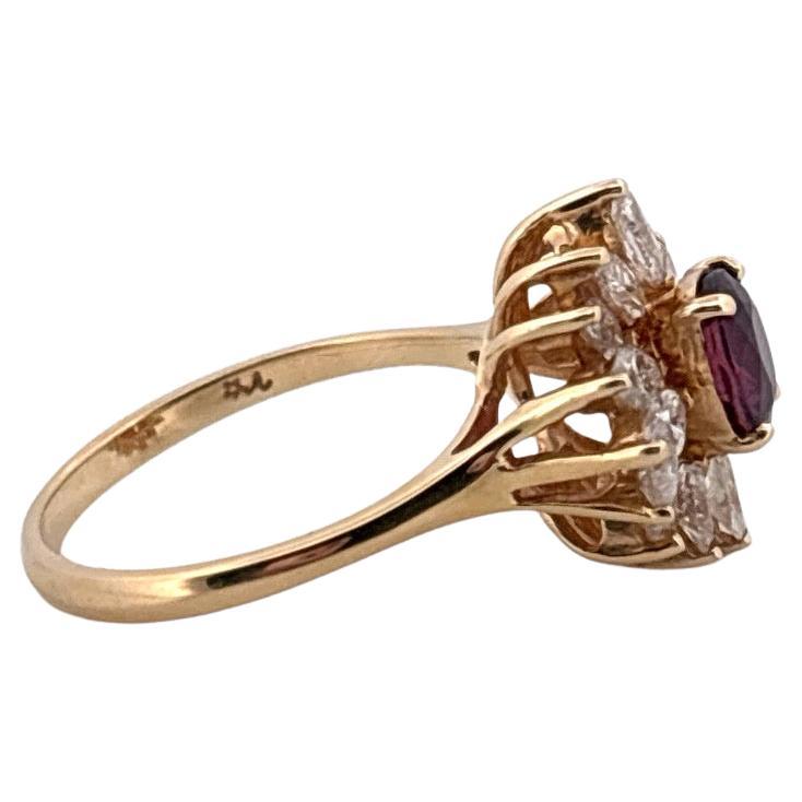 14K Gelbgold 0,92 Karat Rubin im Ovalschliff & 1,00 Karat Diamant im Marquee-Schliff Ring im Angebot 2