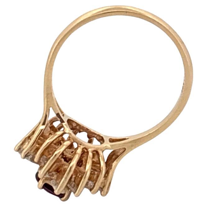 14K Gelbgold 0,92 Karat Rubin im Ovalschliff & 1,00 Karat Diamant im Marquee-Schliff Ring im Angebot 3