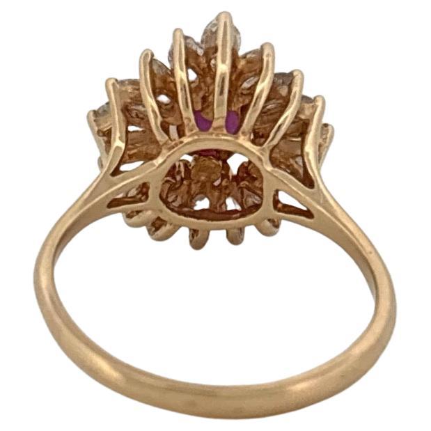 14K Gelbgold 0,92 Karat Rubin im Ovalschliff & 1,00 Karat Diamant im Marquee-Schliff Ring im Angebot 4