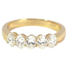 14k Yellow Gold 0.92ctw Oval Cut Five Stone Band
