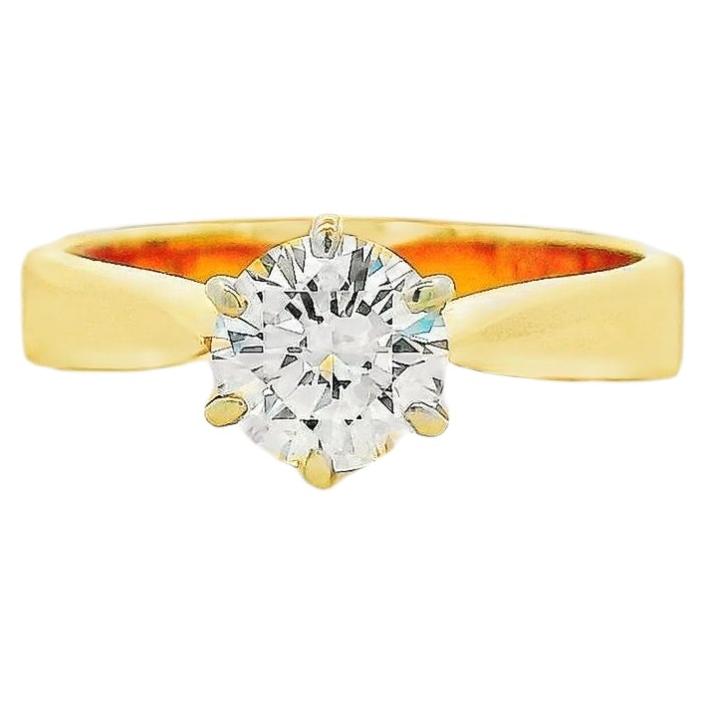 14k Yellow Gold 0.93ct Round Brilliant Diamond Solitaire Ring