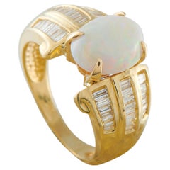 14K Yellow Gold 0.95ct Diamond and Opal Ring MF19-050626