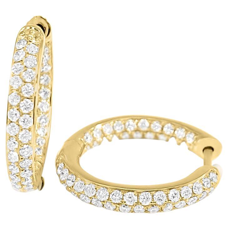 14K Yellow Gold 0.95ct Diamond Hoop for Her For Sale