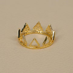 14K Yellow Gold 0.97 Ct Diamond Baguette Triangle Geometric Eternity Band Ste