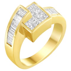 14K Yellow Gold 1 1/2 Carat Diamond Bypass Ring Band