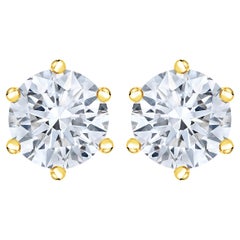 14K Yellow Gold 1 1/2 Carat Diamond Stud Earrings