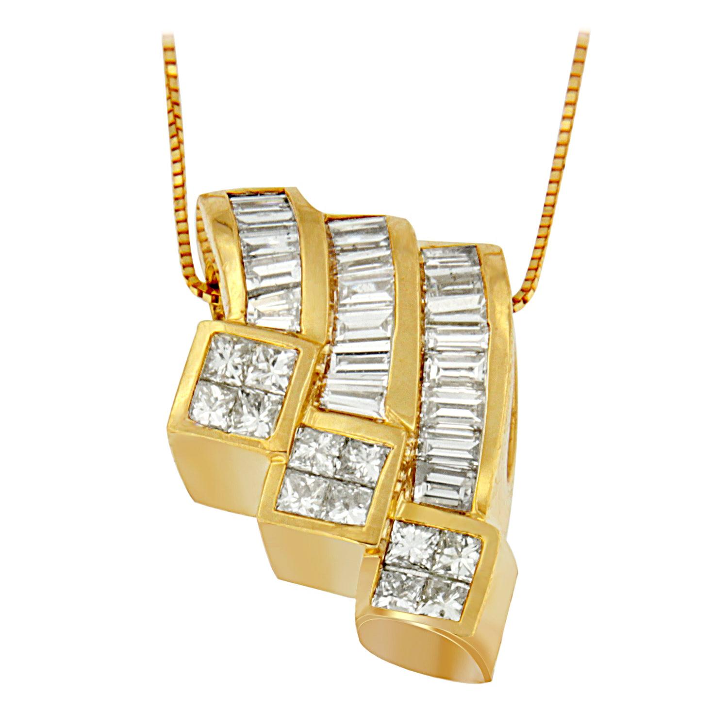 Diamond Curved Nail Yellow Gold Pendant Necklace at 1stDibs