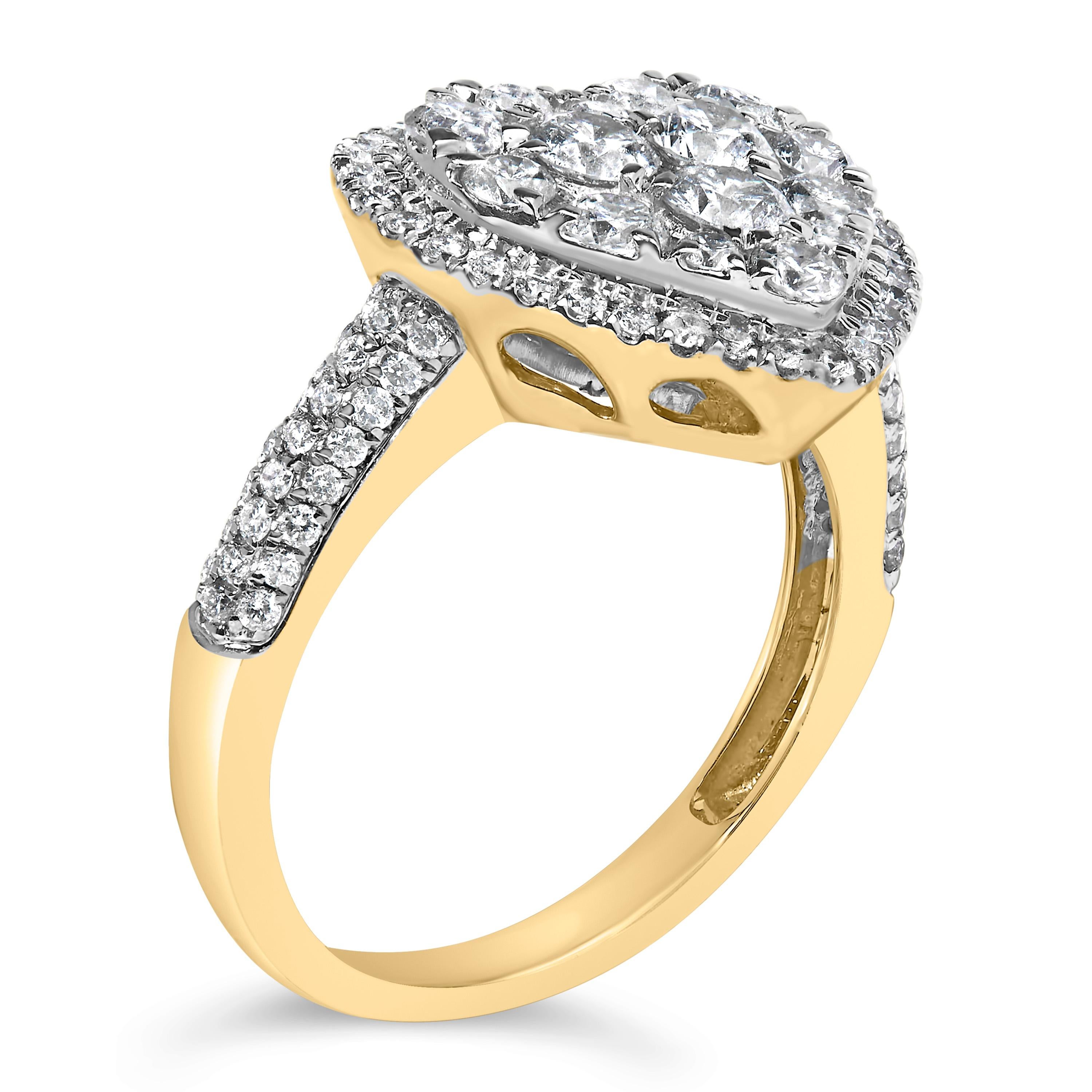 Modern 14K Yellow Gold 1 1/2 Cttw Diamond Heart Shaped Composite Ring For Sale