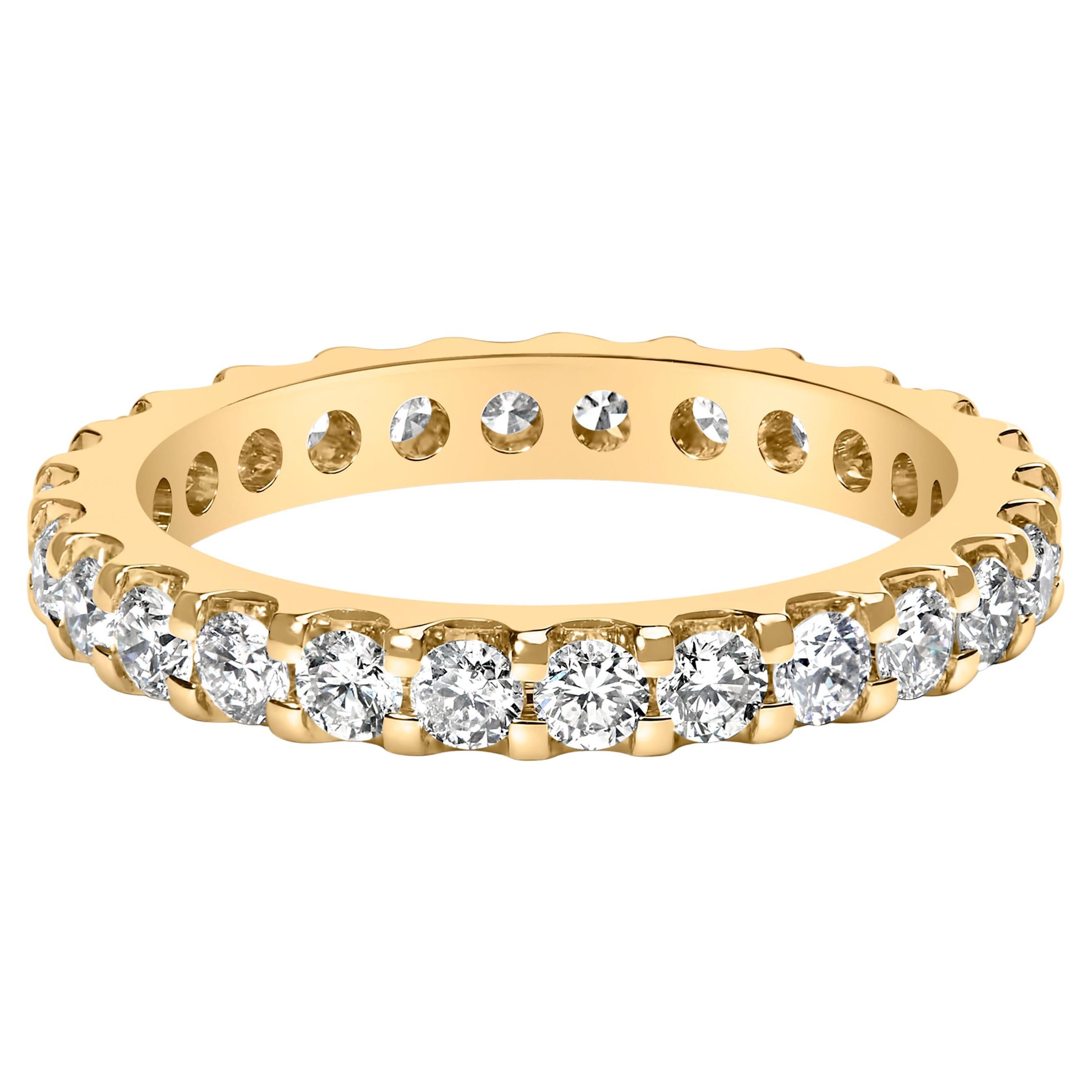 14K Gelbgold 1 1/2 Cttw Shared Prong Set Runder Diamant Eternity-Ring