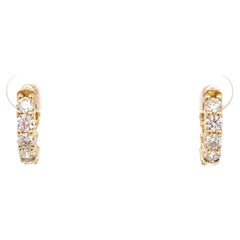 14K Yellow Gold 1 1/2ctw Diamond Huggie Hoop Earrings