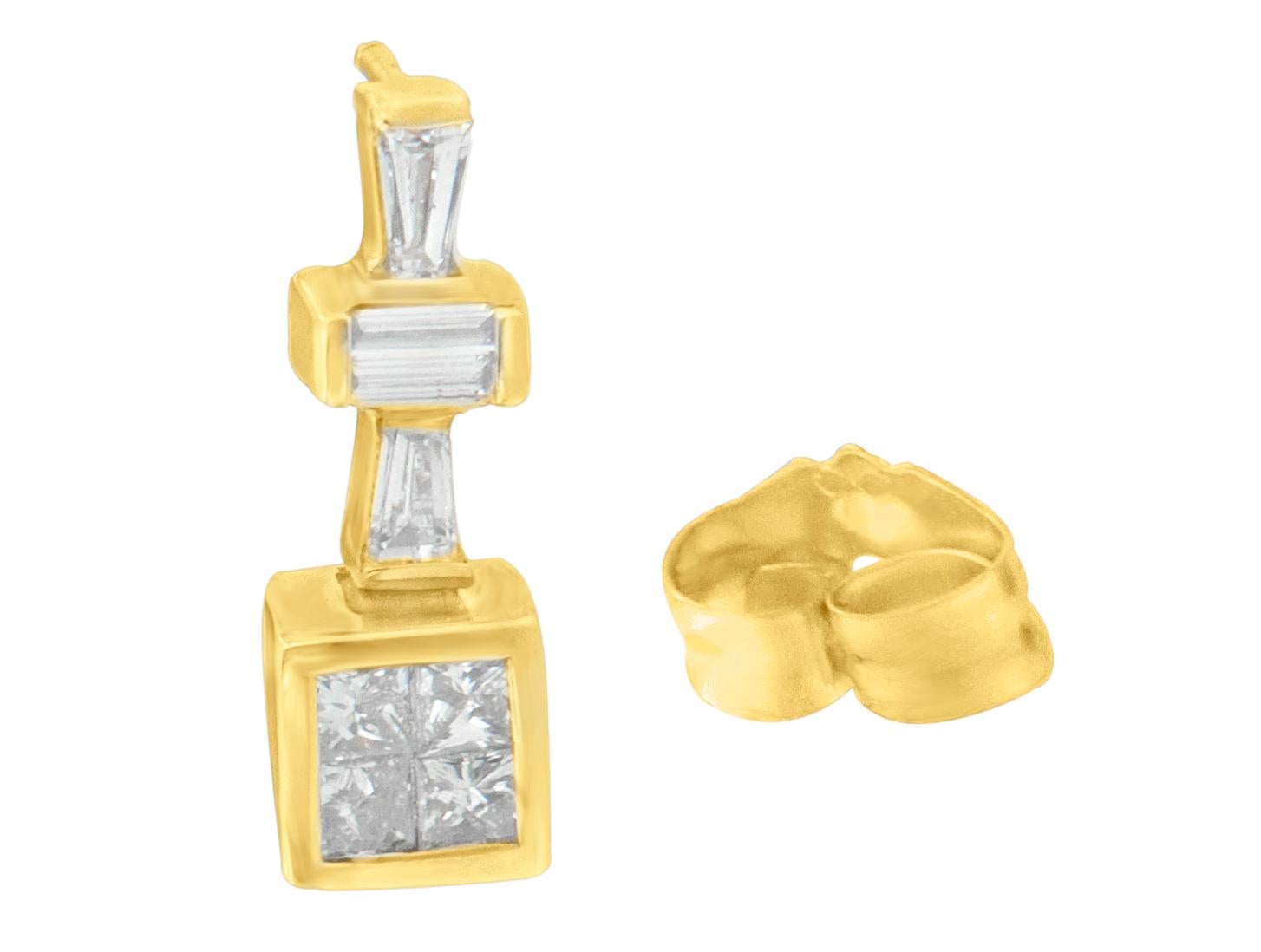 Contemporain Créoles en or jaune 14 carats et diamants de 1 1/3 carat en vente