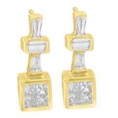 14K Yellow Gold 1 1/3 cttw Diamond Hoop Earrings (G-H, VS1-VS2)