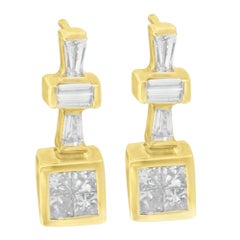 14K Yellow Gold 1 1/3 cttw Diamond Hoop Earrings (G-H, VS1-VS2)