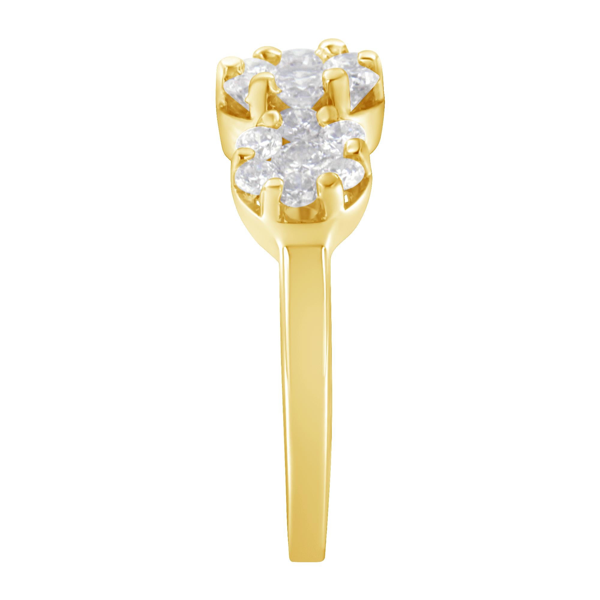 For Sale:  14K Yellow Gold 1 1/4 Carat Round-Cut Diamond Cluster Ring 6