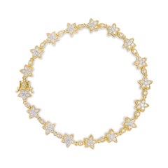 Bracciale A Link in oro giallo 14K con diamante rotondo da 1 1/5 di carato a forma di stella floreale