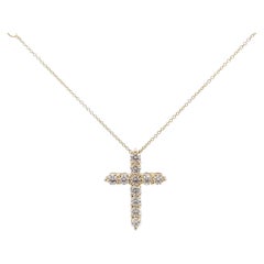 14K Yellow Gold 1 1/6ctw Diamond Cross Pendant