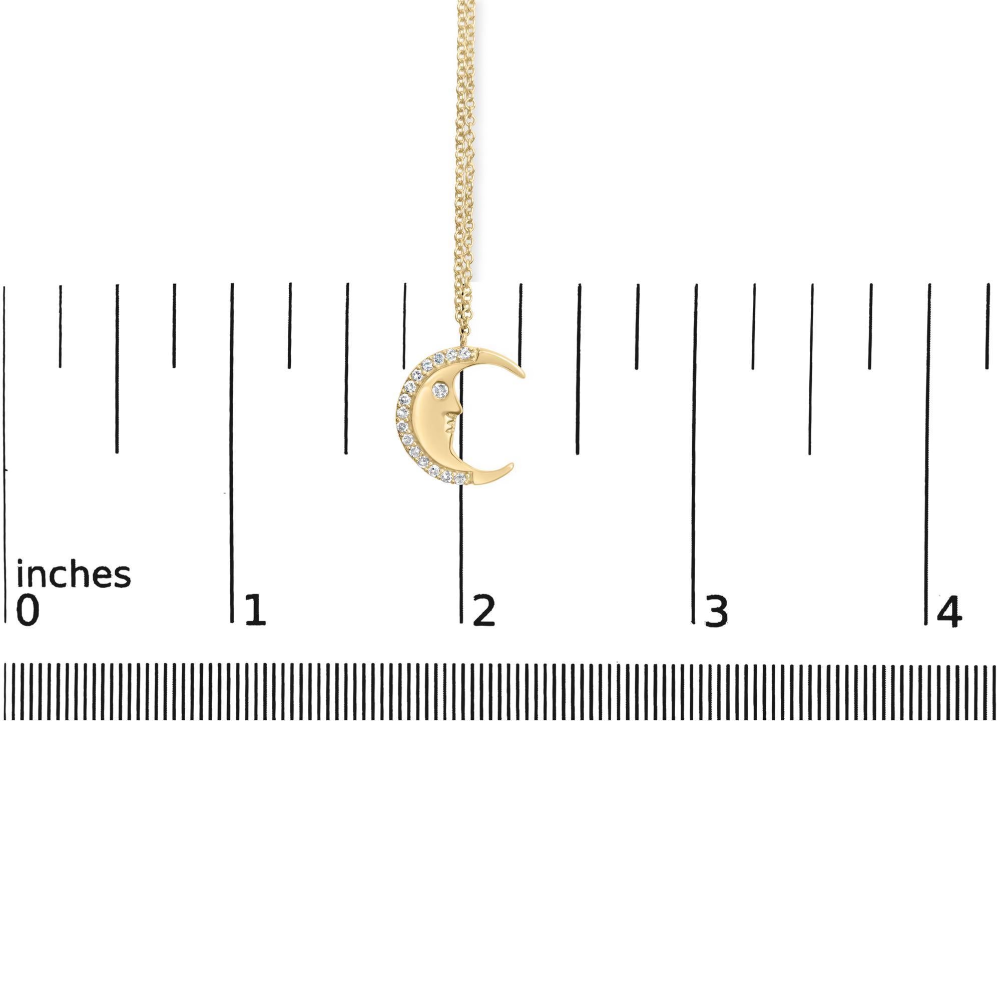 14K Yellow Gold 1/10 Cttw Diamond Crescent Man on the Moon 18