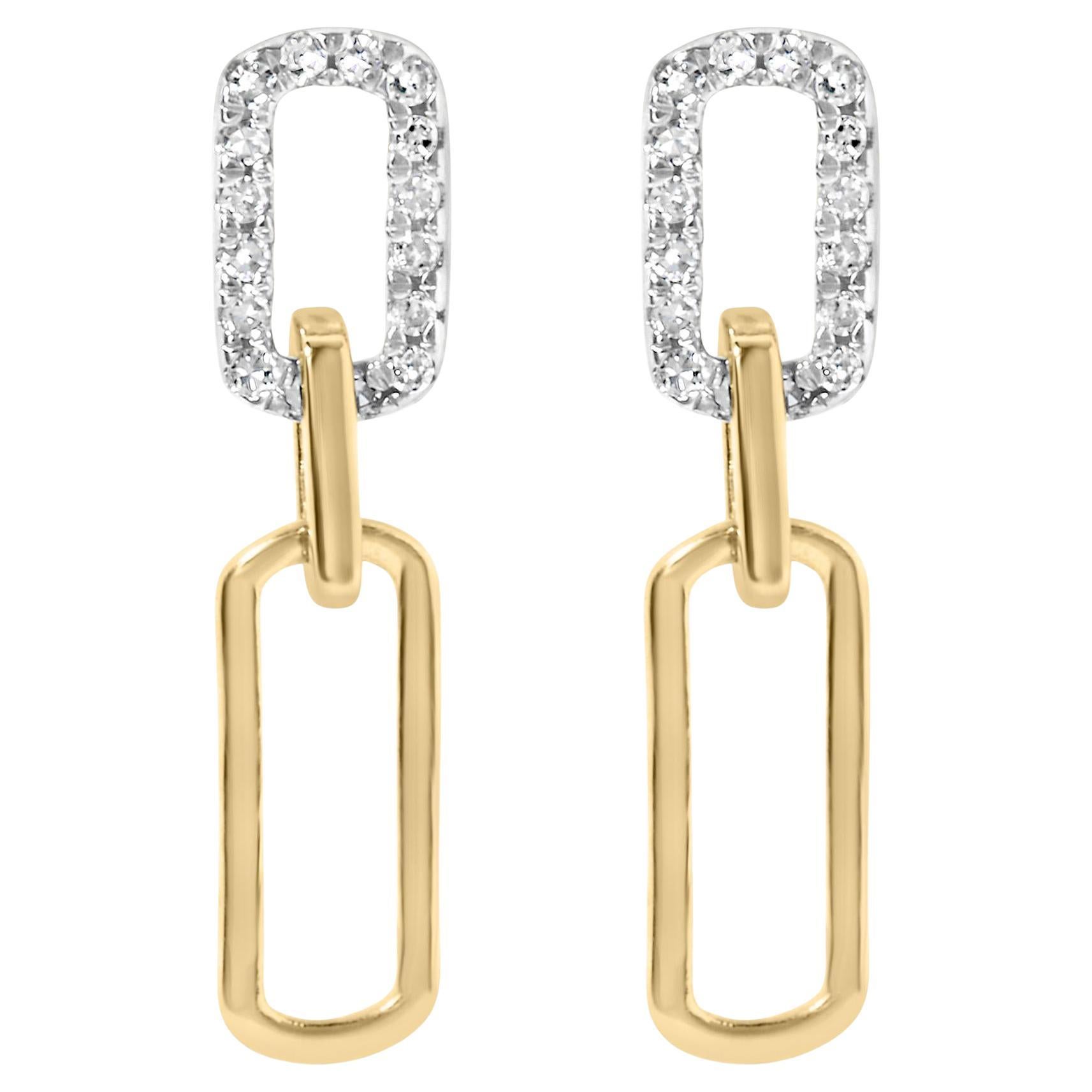 Boucles d
oreilles pendantes en or jaune 14K serties de diamants 1/10 cttw