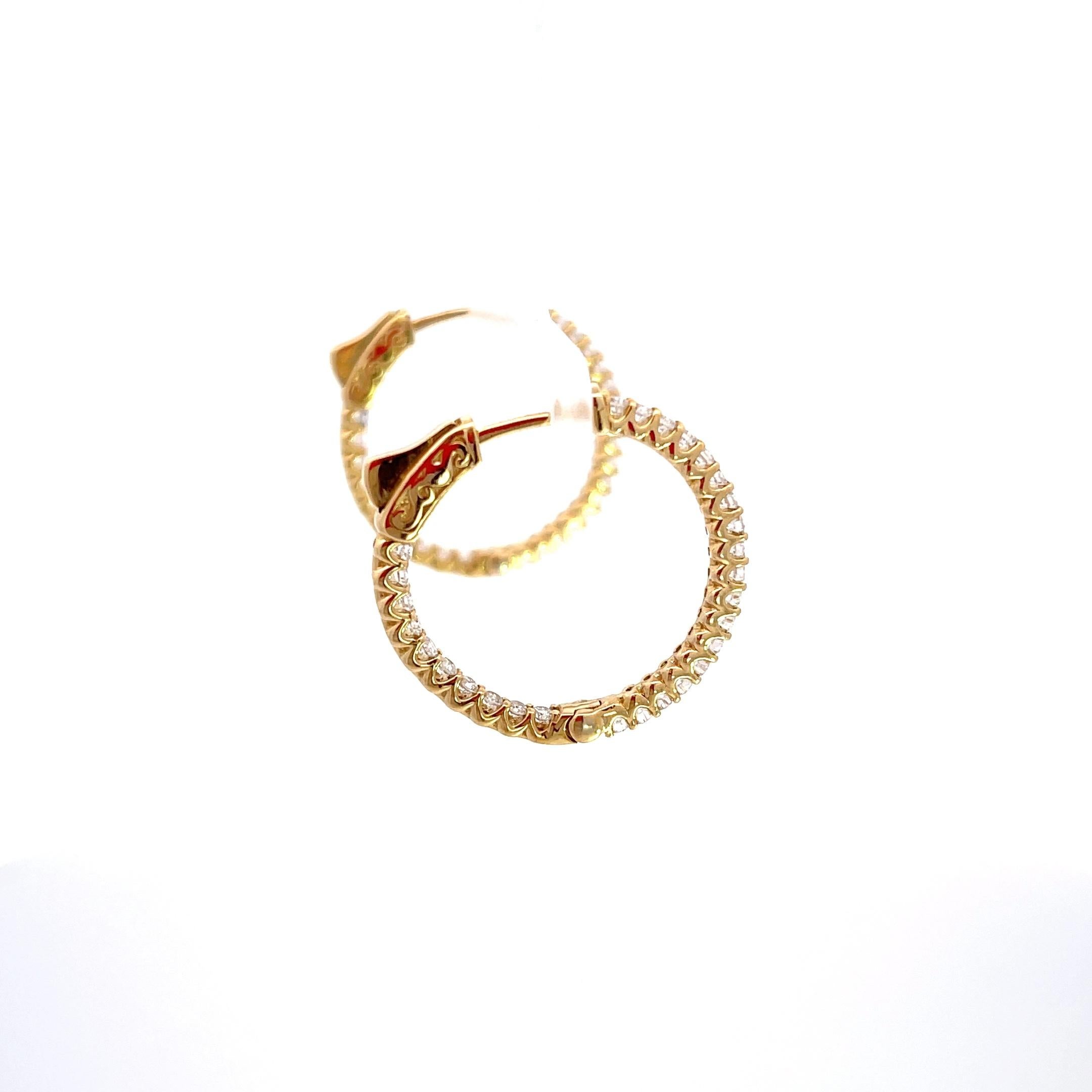 14K Gelbgold 1/1ctw Diamant-Ohrringe mit In- und Out-Diamant im Zustand „Neu“ im Angebot in New York, NY