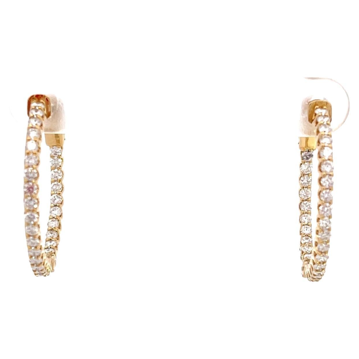 Boucles d'oreilles en or jaune 14K avec diamant 1/1ctw