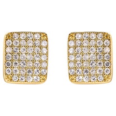 Orecchini a grappolo compositi in oro giallo 14K con diamante quadrato da 1/2 carato