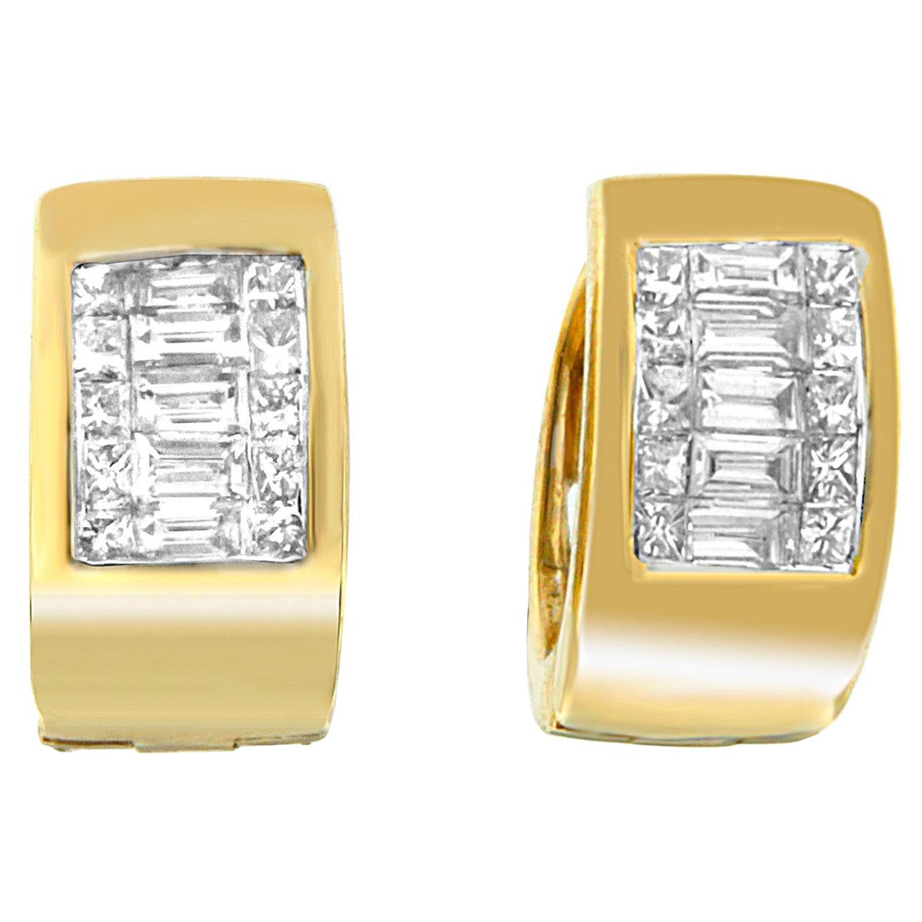 14k Gelbgold 1/2 Karat Diamant Huggy-Ohrringe im Angebot