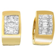 14k Gelbgold 1/2 Karat Diamant Huggy-Ohrringe