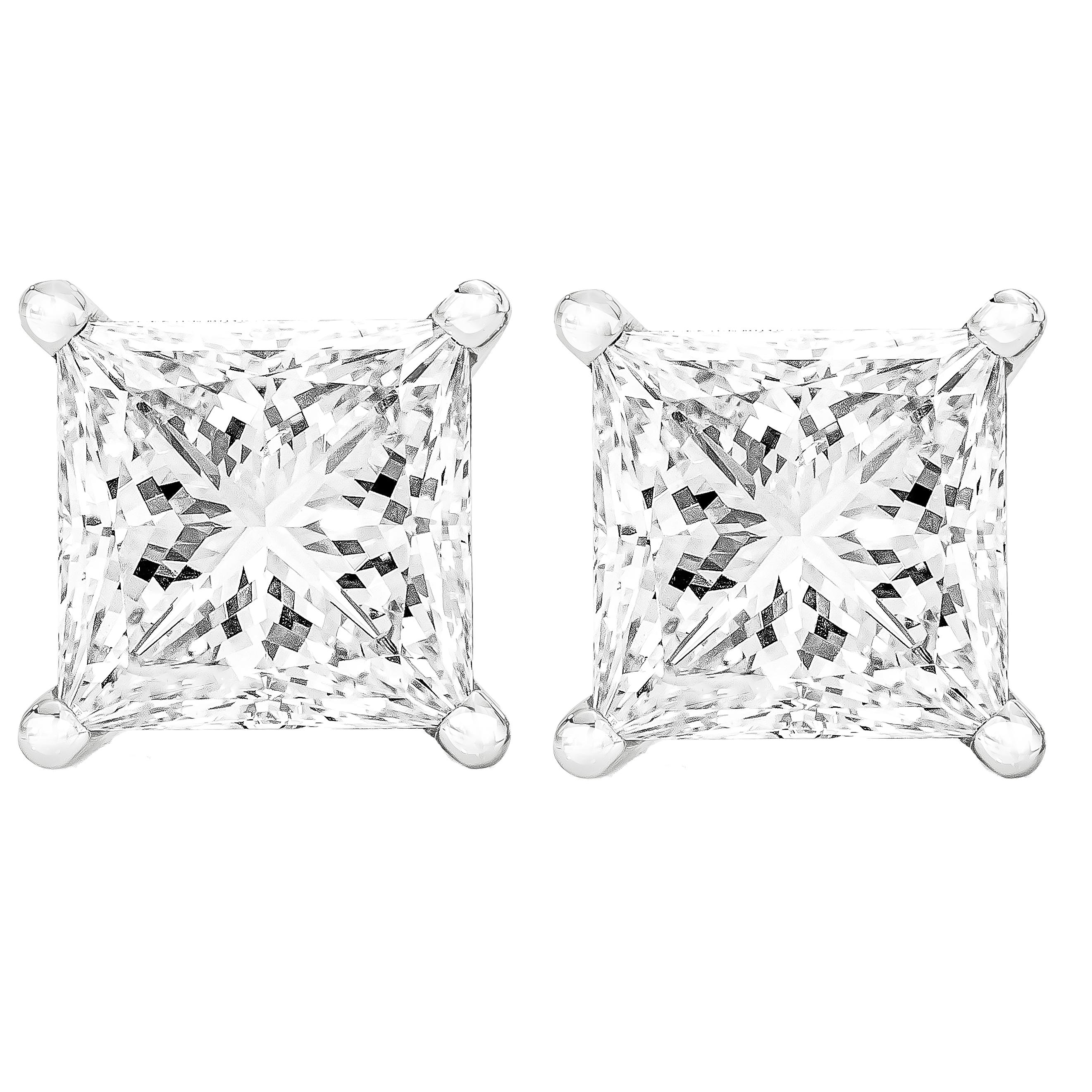 These alluring diamond earrings are perfect for wearing at any special evening out. Sparkling and elegant, these dainty earrings are formed in the square shape and features prong style. Created with rich 14 karats yellow gold, the studs are centered